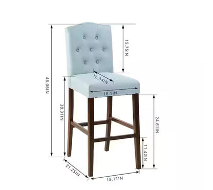 Beckridge Aloe Blue Upholstered Tufted Bar Stools (Set of 2)