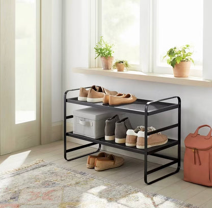 Metal Mesh 2-Tier Shoe Rack