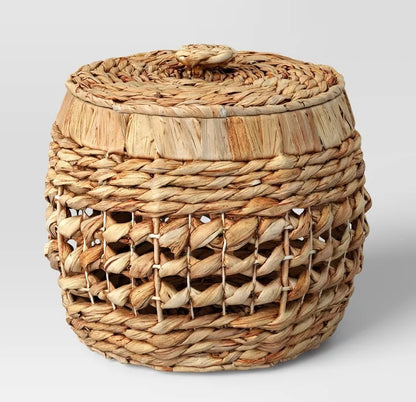Round Water Hyacinth Basket w/Lid