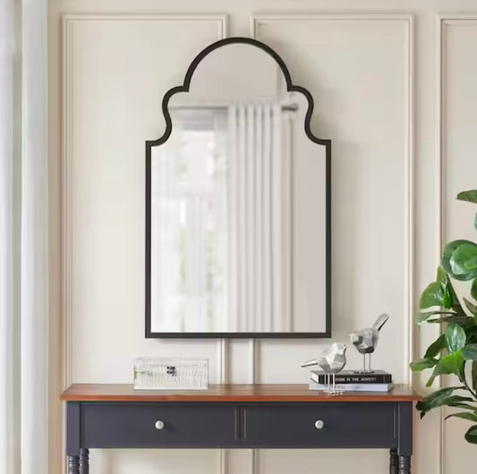 Medium Traditional Arched Black Framed Mirror