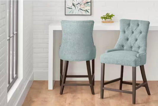 Bakerford Aloe Blue Upholstered Counter Stool