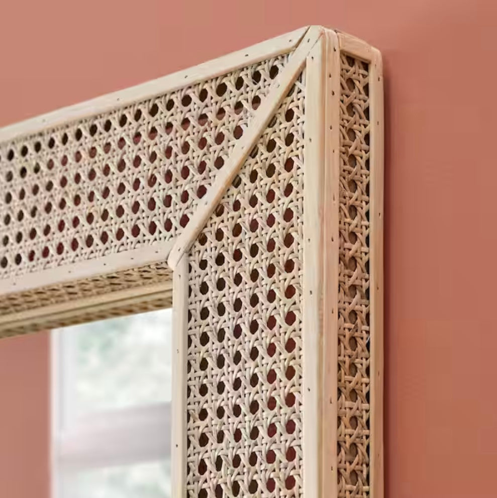 Medium Rectangle Natural Rattan & Cane Mirror
