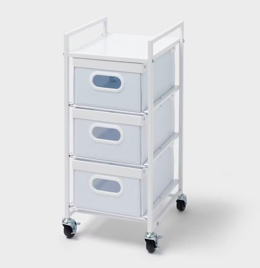 Narrow Rolling 3-Drawer Cart