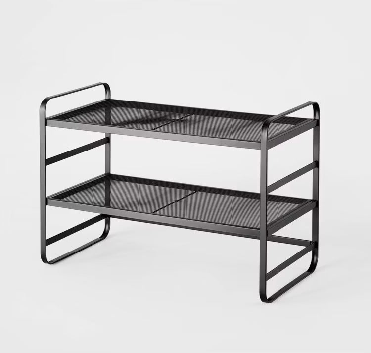 Metal Mesh 2-Tier Shoe Rack