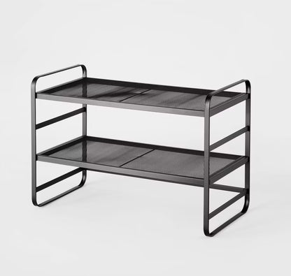 Metal Mesh 2-Tier Shoe Rack