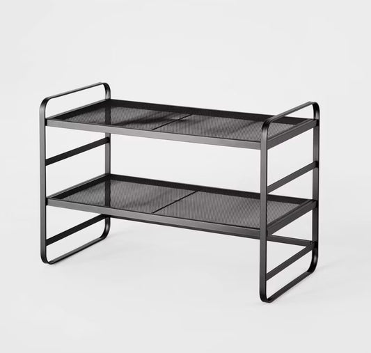 Metal Mesh 2-Tier Shoe Rack