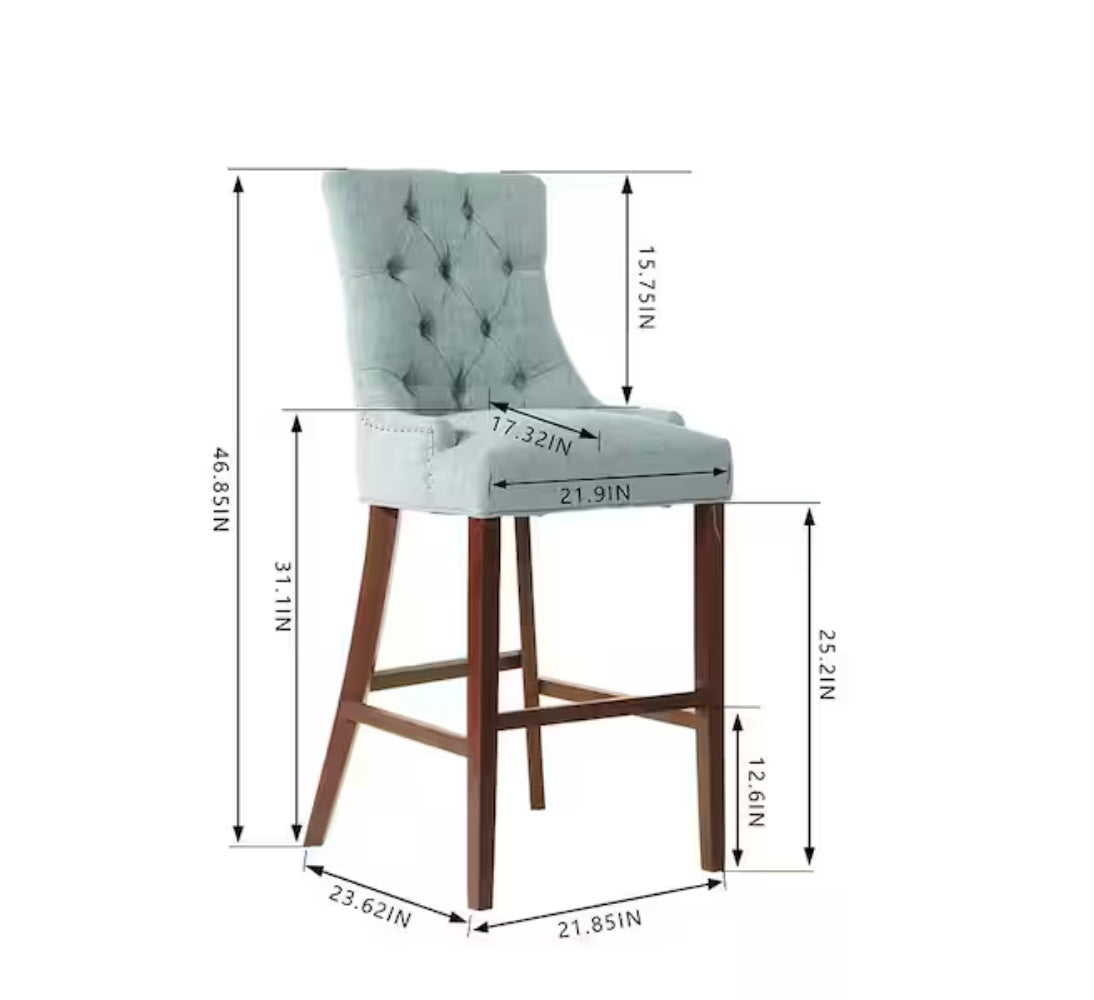 Bakerford Aloe Blue Upholstered Bar Stools (Set of 2)