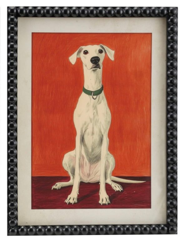 Wood Framed Glass Wall Decor W/Dog Bobbin