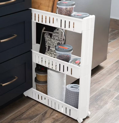 3 Tier Slim Rolling Organizer Rack