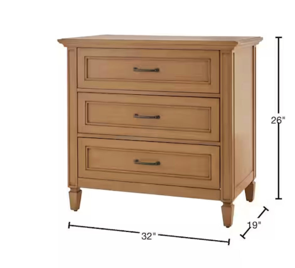 Bonawick Patina Wood 3 Drawer Nightstand
