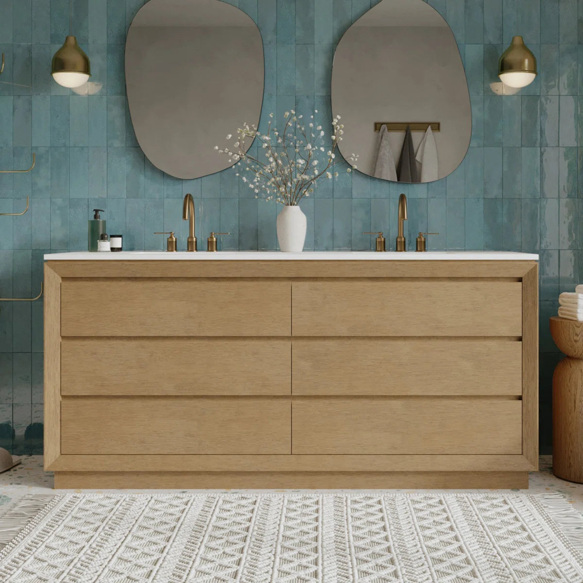 Antony 72” Double Bathroom Vanity w/Quartz Top