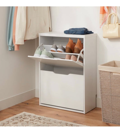 2-Tier Freestanding 12 Pair Shoe Cabinet