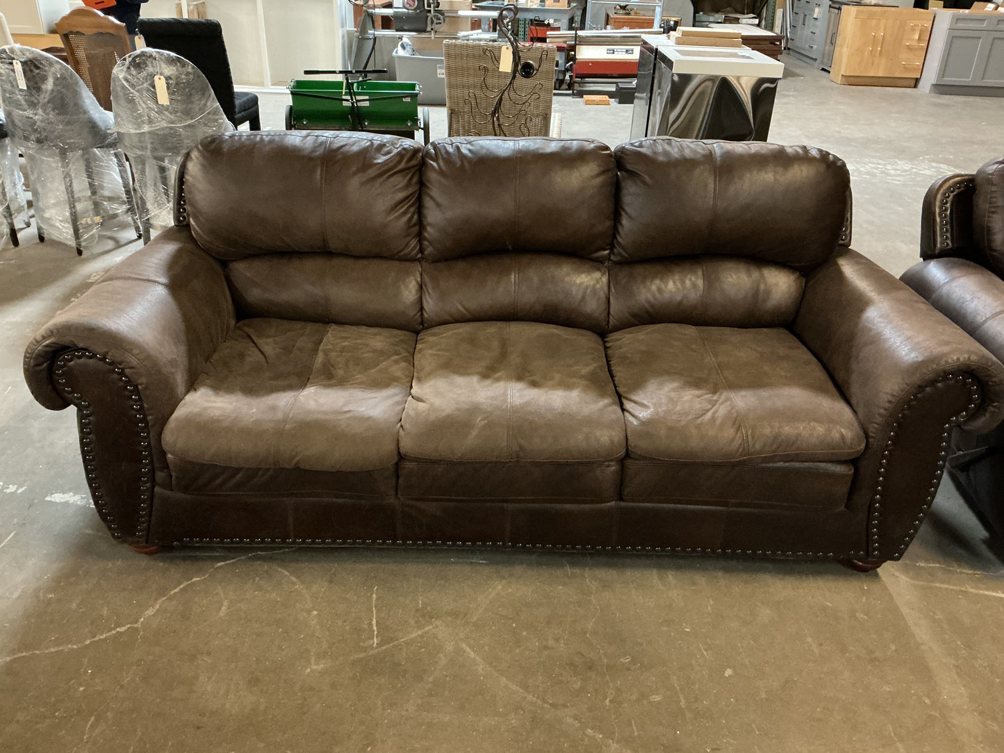 Leather Sofa w/Nailheads