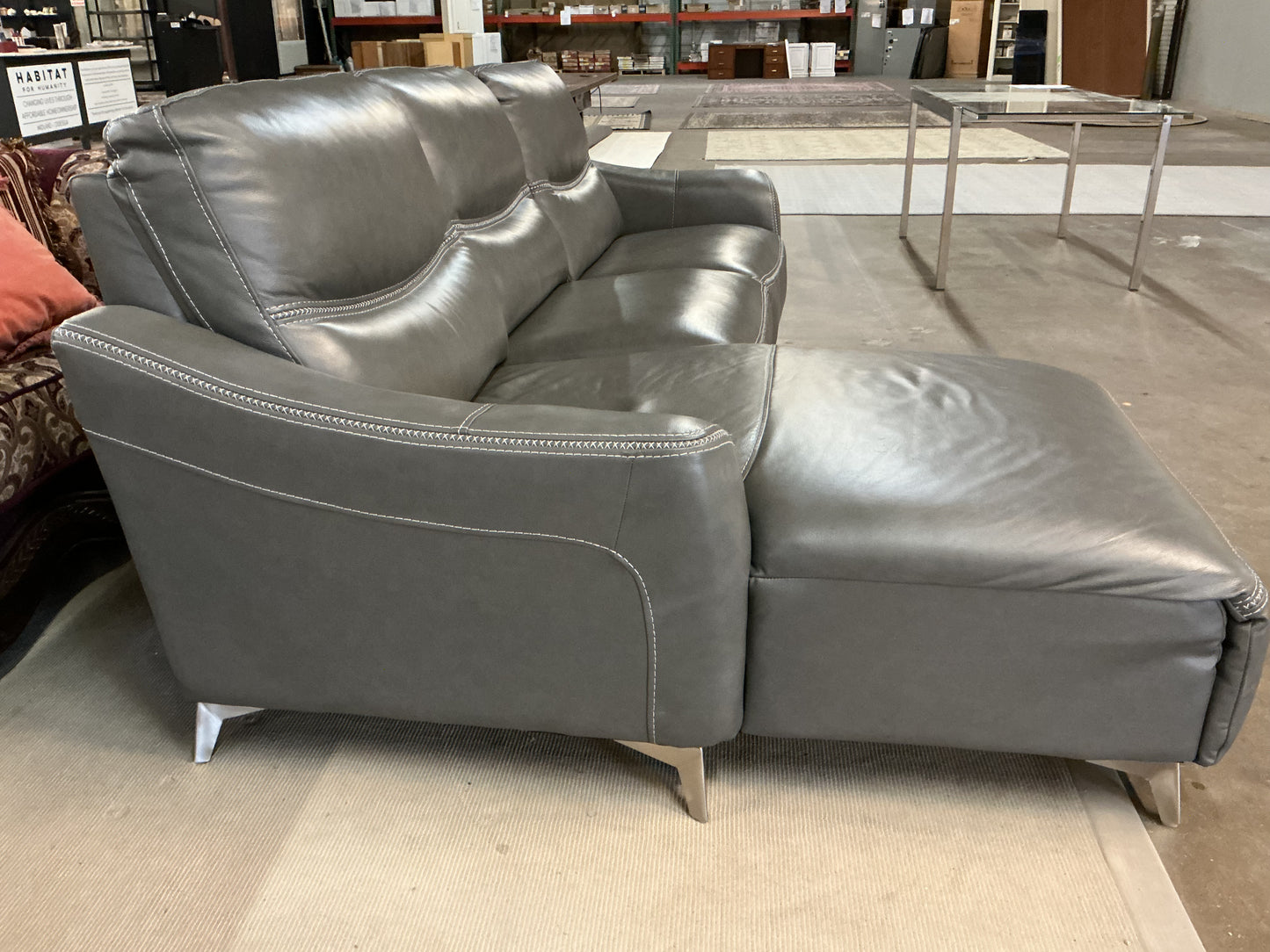 Domio Stone Leather 3 Pc Sectional