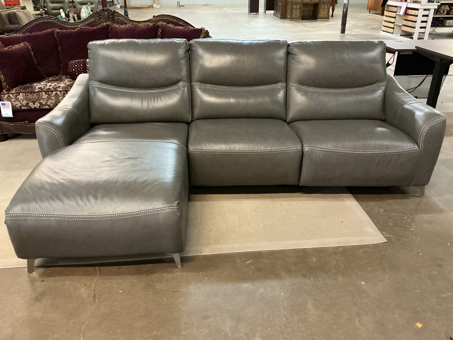 Domio Stone Leather 3 Pc Sectional