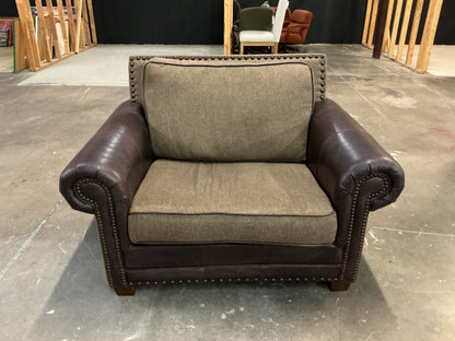 American Heritage Leather & Fabric Over-Size Chair