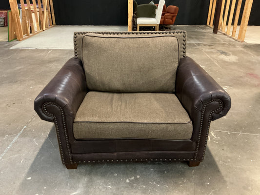 American Heritage Leather & Fabric Over-Size Chair