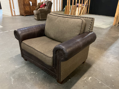 American Heritage Leather & Fabric Over-Size Chair