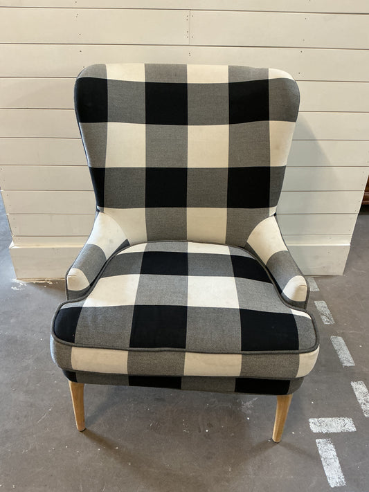 Plaid Upholstered Wingback Chair
