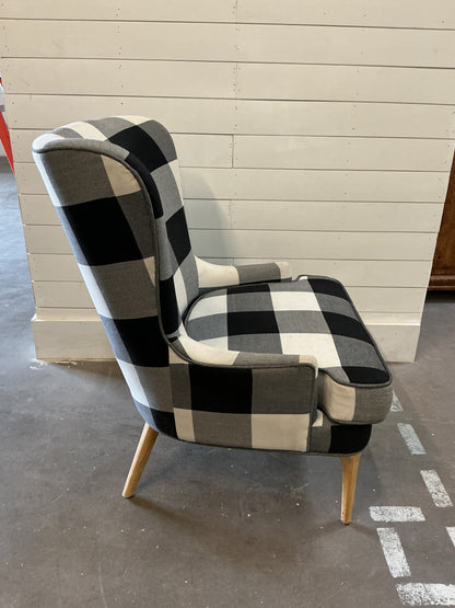 Plaid Upholstered Wingback Chair