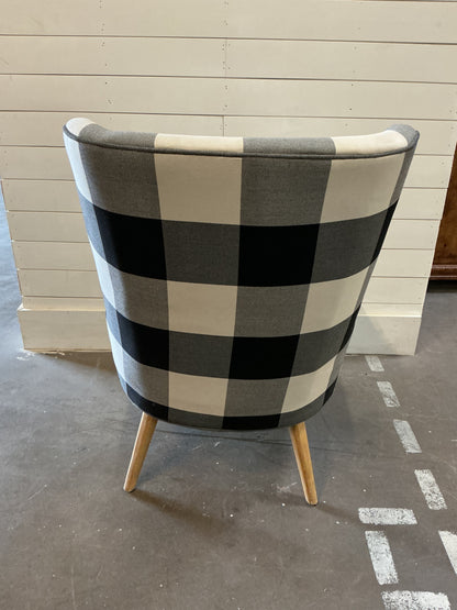Plaid Upholstered Wingback Chair