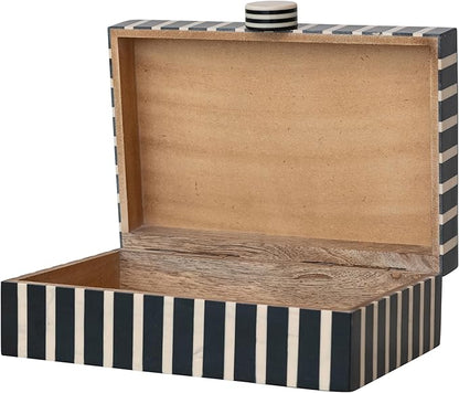 Mango Wood & Resin Striped Box w/Knob