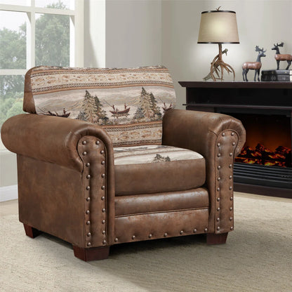 Charlie 44” Genuine Leather Upholstered Armchair