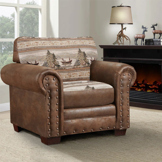 Charlie 44” Genuine Leather Upholstered Armchair