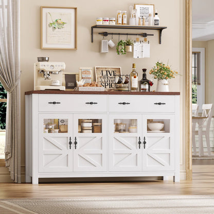 Almus 55” Sideboard w/4 Glass Doors