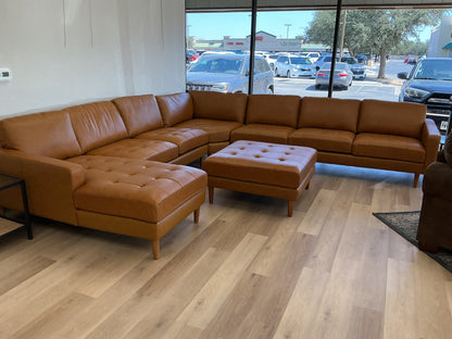 Allysson 174” Leather Modular Corner Sectional w/Ottoman