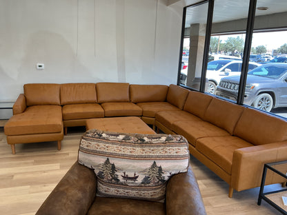 Allysson 174” Leather Modular Corner Sectional w/Ottoman