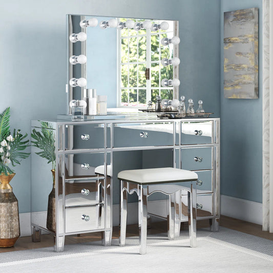 Escamilla Mirror Vanity w/ Stool
