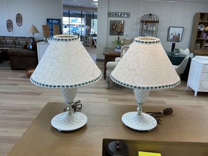 Vintage Quilted Diamond Milk Glass Lamp