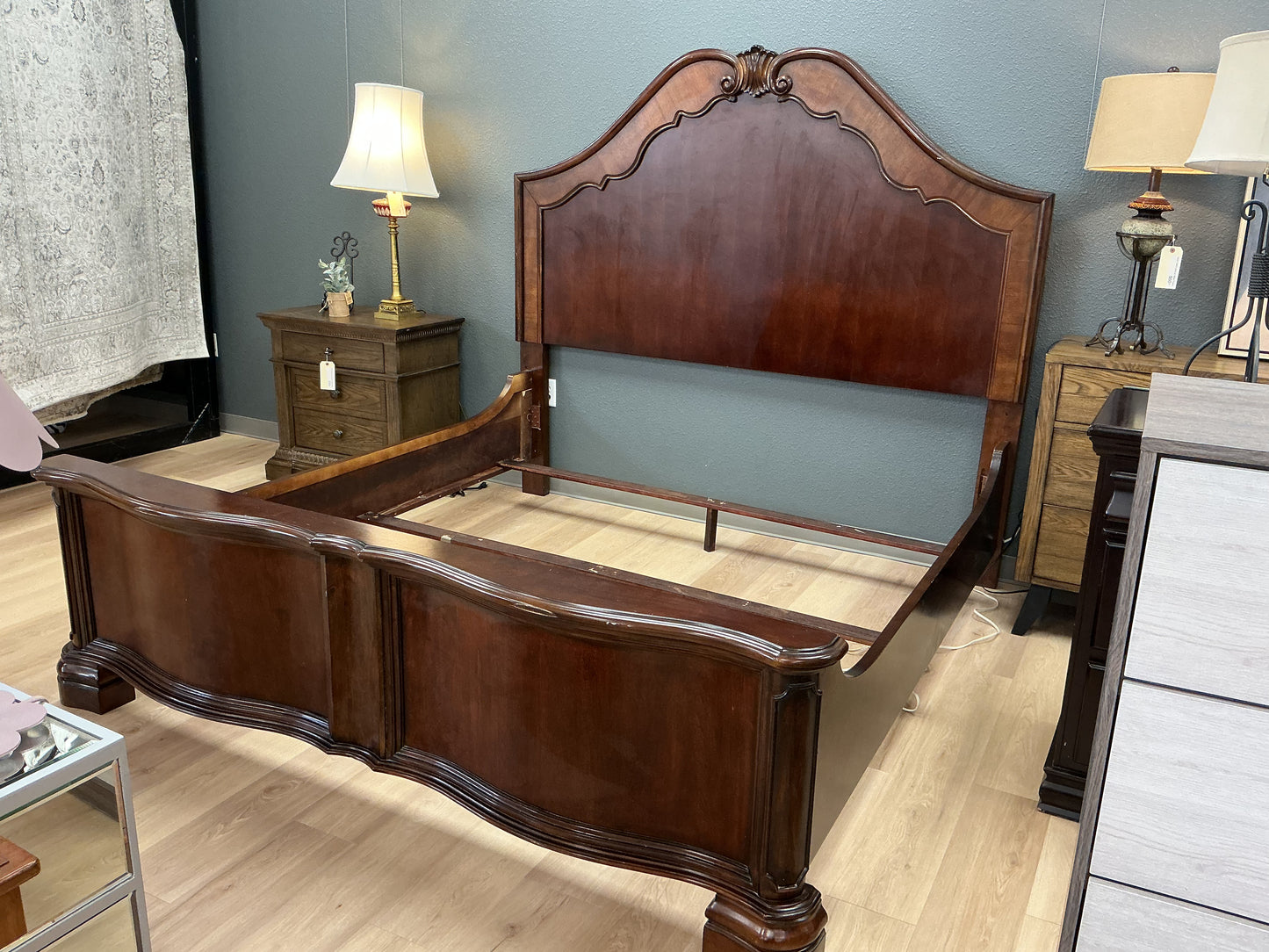 Solid Wood Cherry King Sleigh Bed