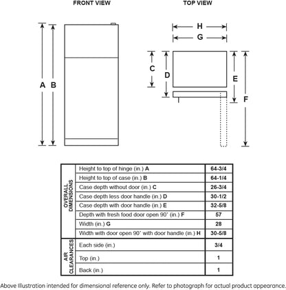 GE 28” Top Freezer Refrigerator