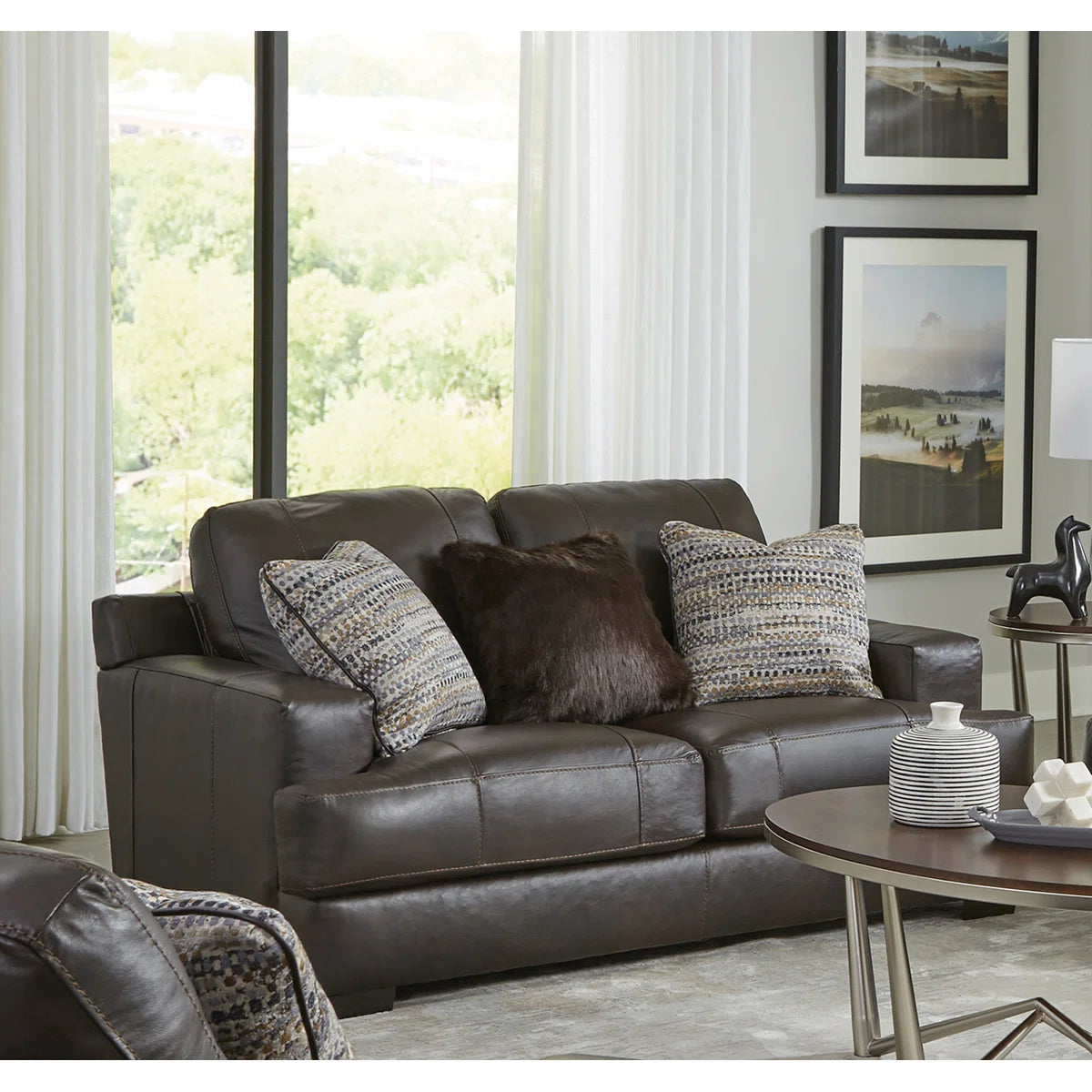 Arieyanna 67” Italian Leather Match Loveseat