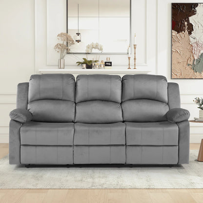 Modern Microfiber Manual Reclining Sofa