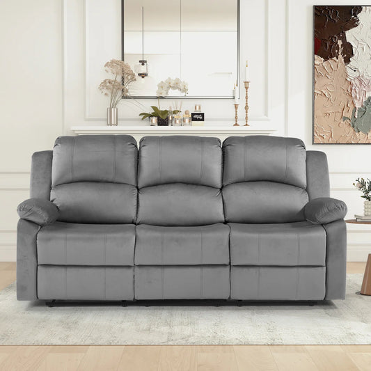 Modern Microfiber Manual Reclining Sofa