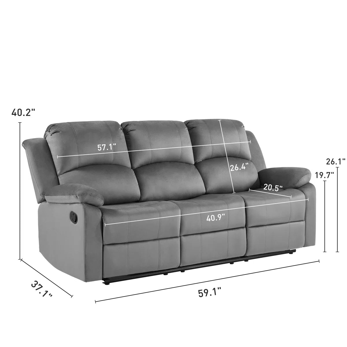 Modern Microfiber Manual Reclining Sofa