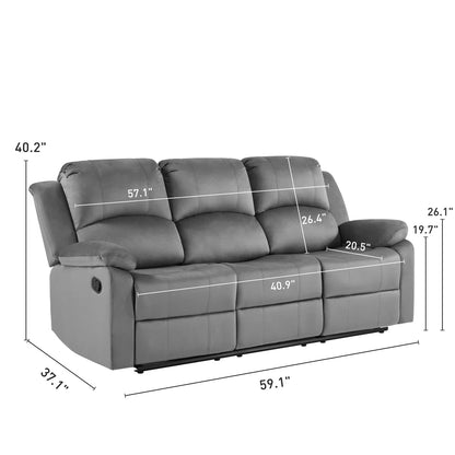 Modern Microfiber Manual Reclining Sofa