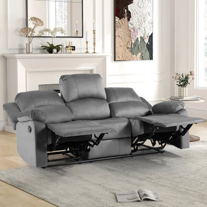 Modern Microfiber Manual Reclining Sofa