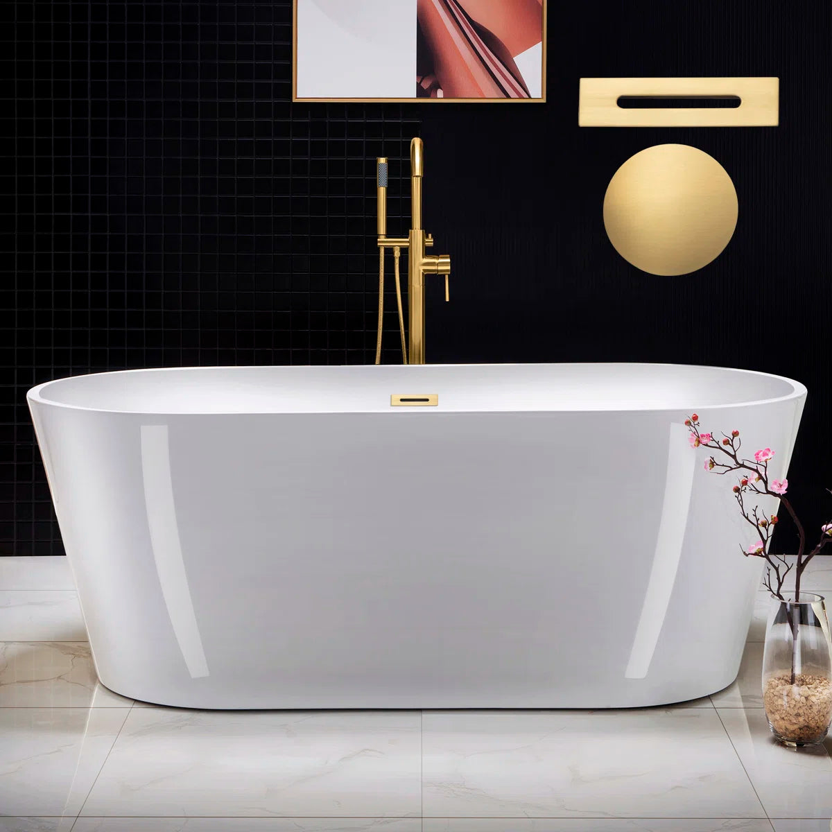 Woodbridge 67” x 32” Freestanding Soaking Acrylic Tub