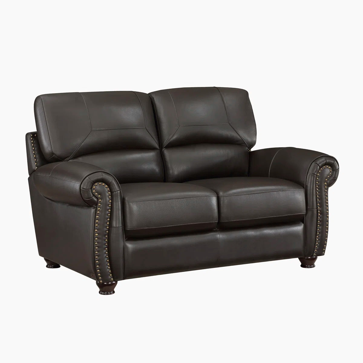 Neoga Leather Roll Arm Loveseat