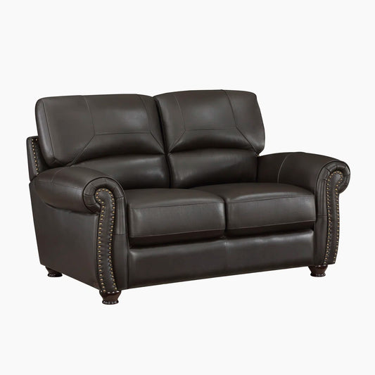 Neoga Leather Roll Arm Loveseat