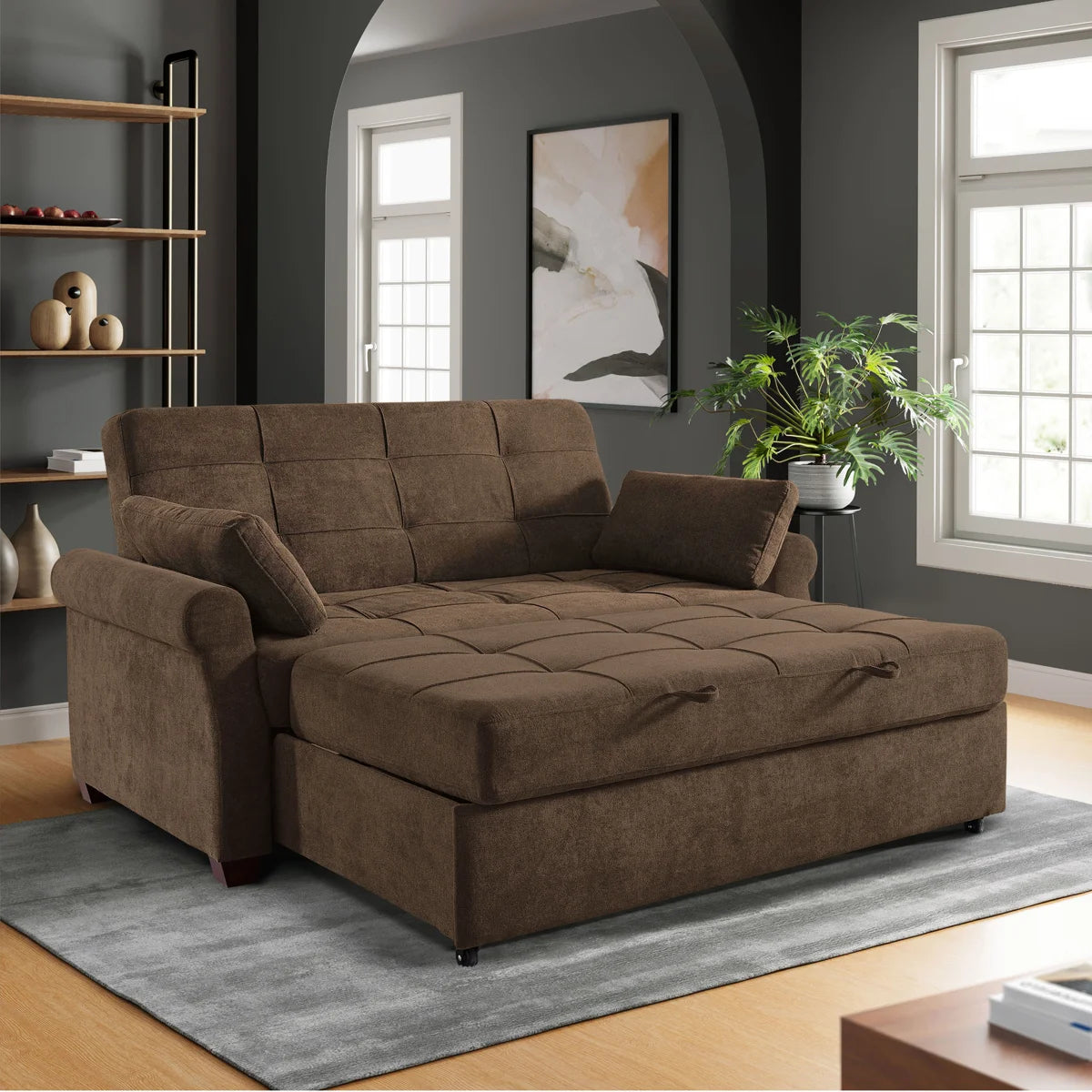 Serta Sabrina 73” Tufted Back Queen Convertible Sleeper Sofa