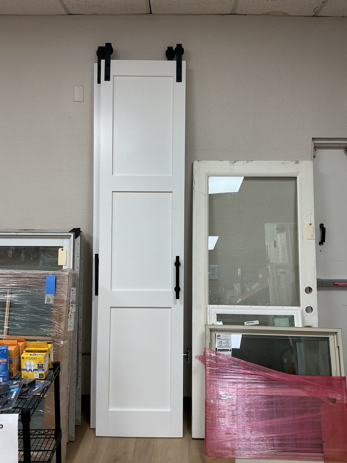 2- 3 Panel 2 ft W x 8 ft 10” H Shaker-Style Interior Sliding Barn Door