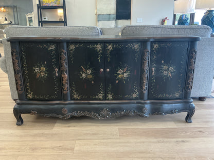 Black Lacquered Hand Painted French Style Sideboard