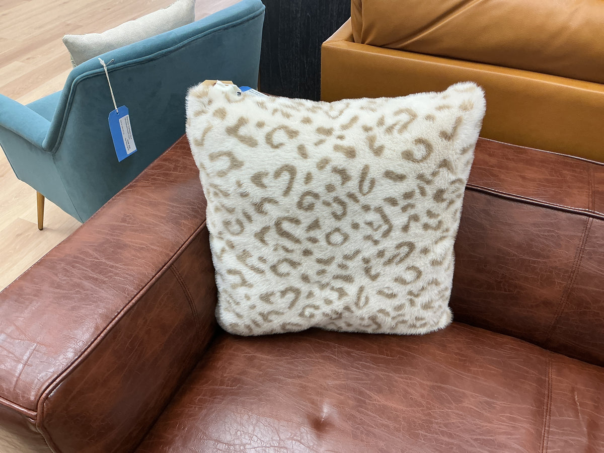 Faux Fur Snow Leopard Decorative Pillow