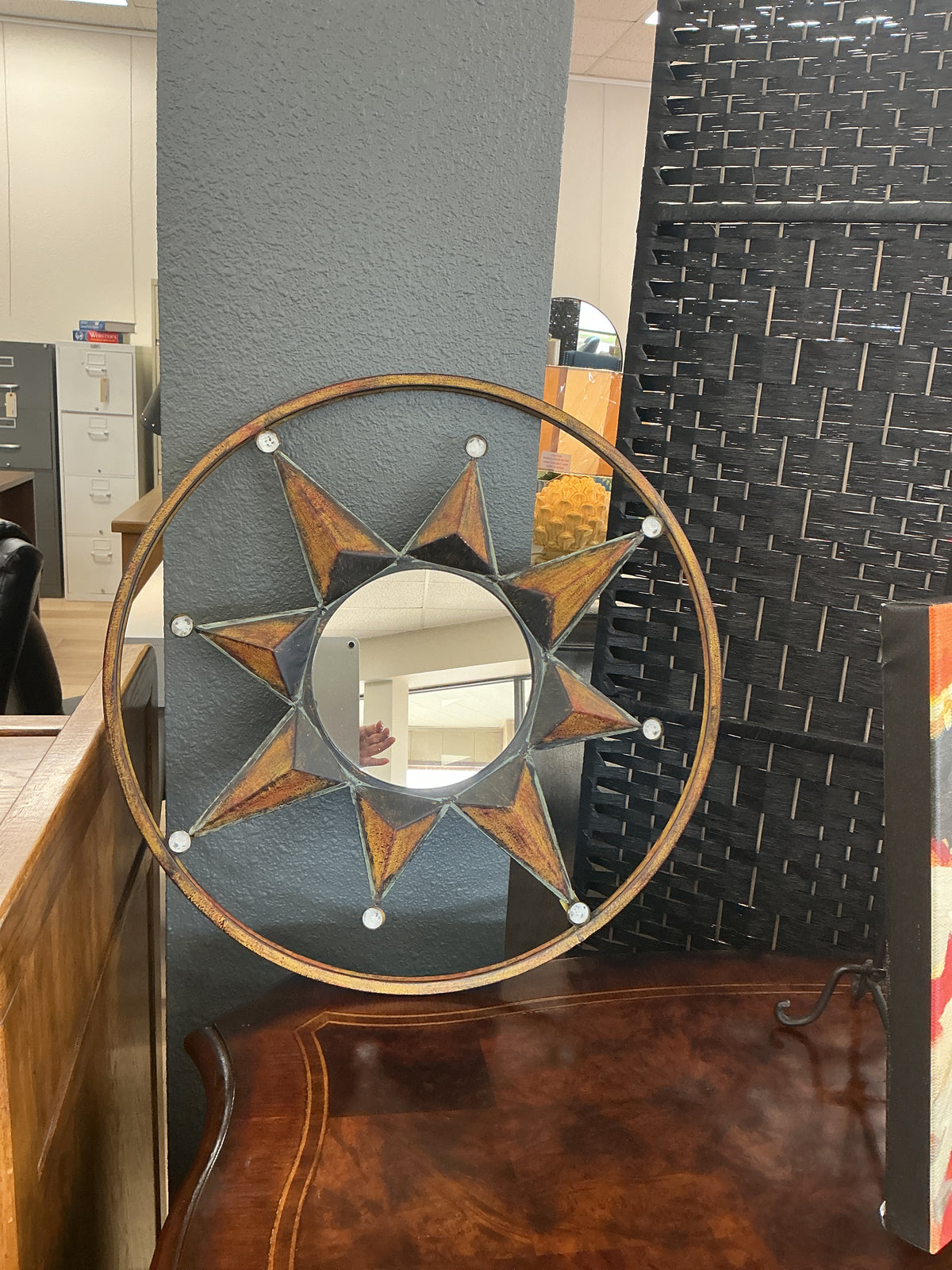 Metal Sun Face W/ Mirror